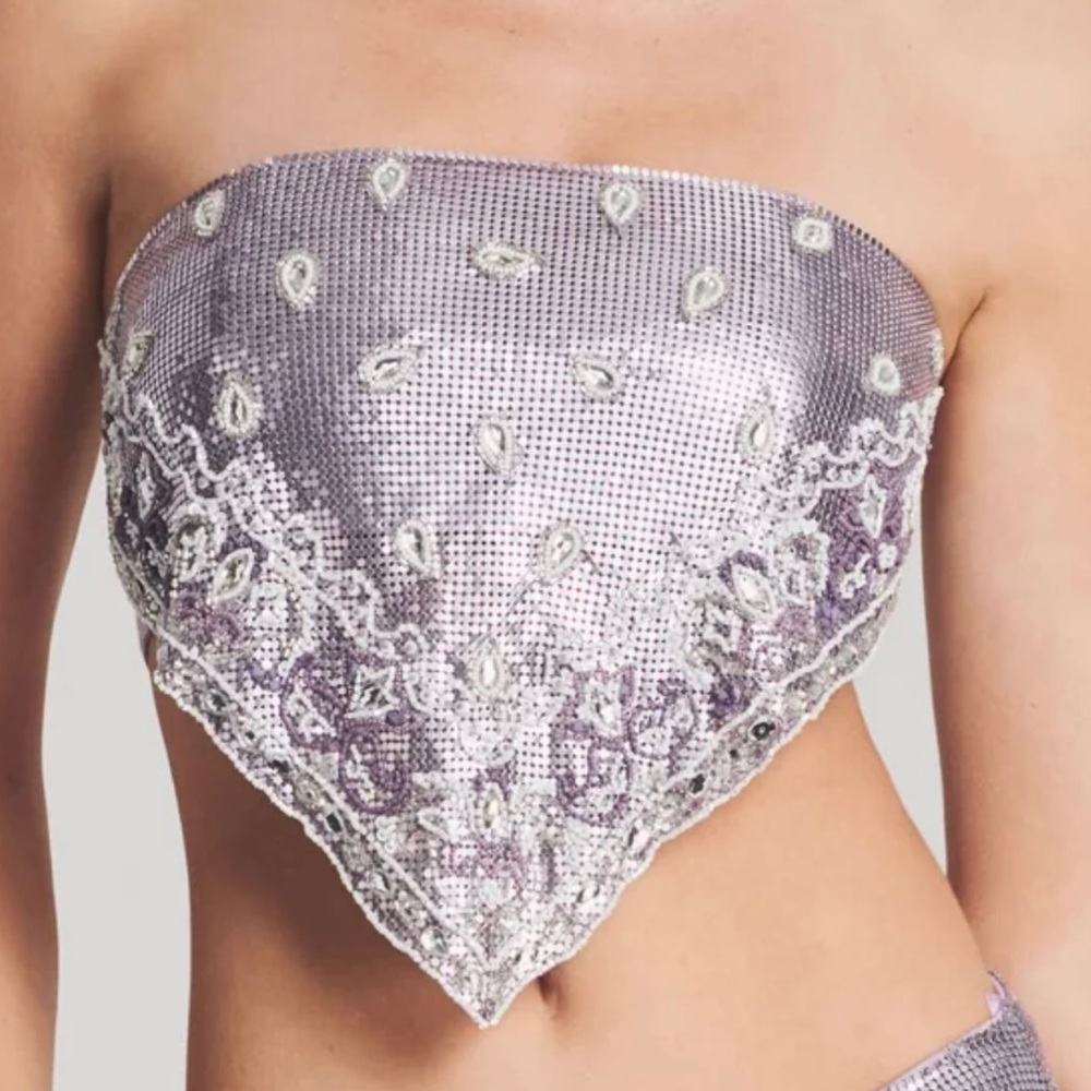 Retrofete Milos Chainmail Top in Lilac